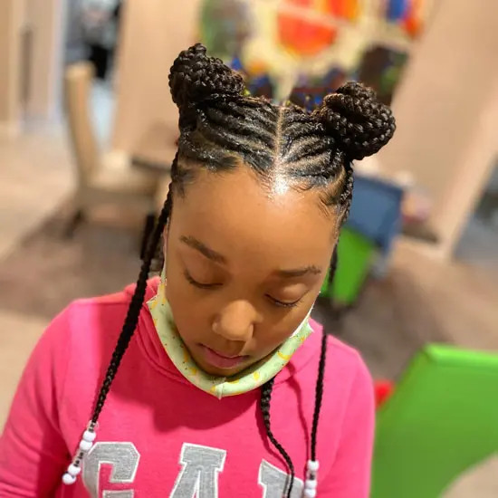 Two Space Buns With Braids Two Space Buns With Braids — Kids Box Braids
