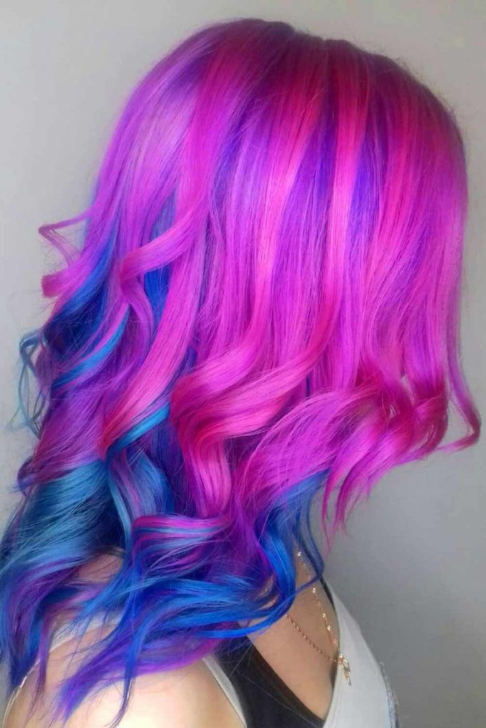 Pink Purple Blend With Blue Accents — Pink and Purple Hair