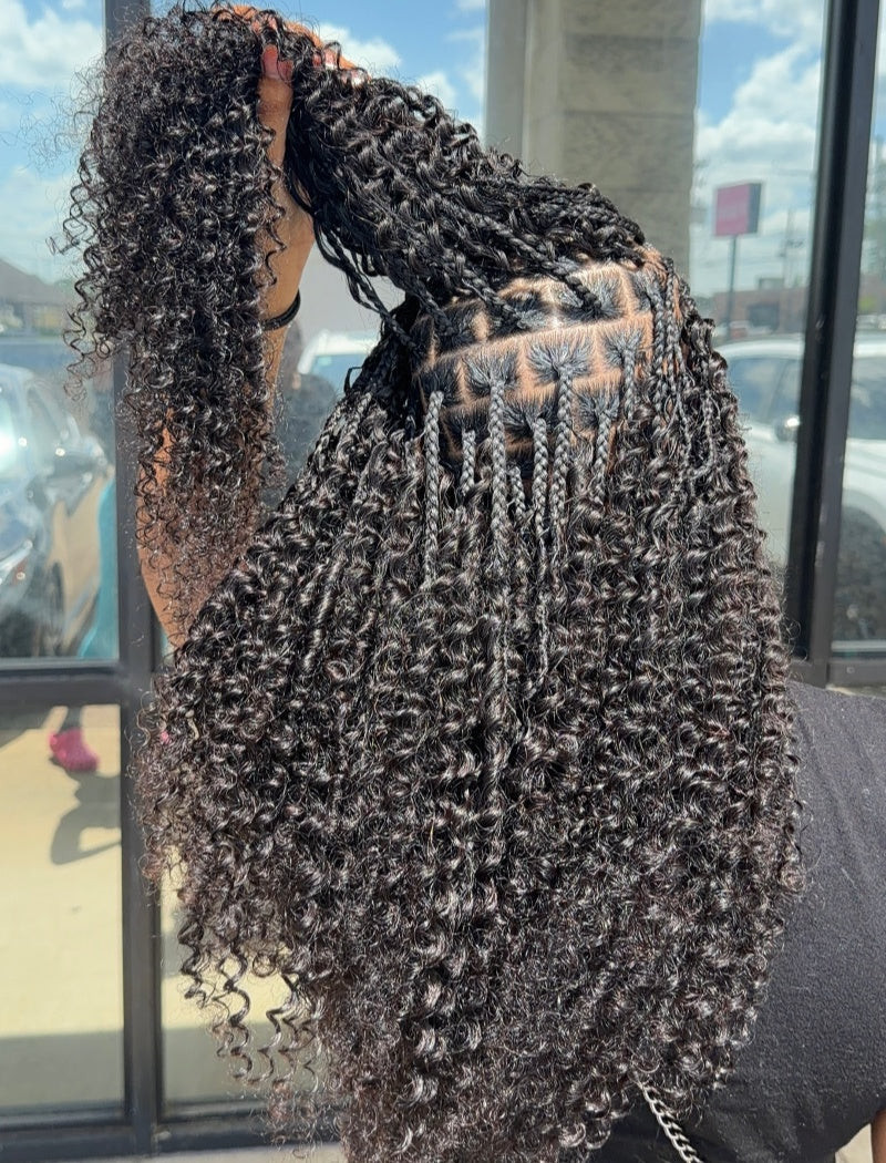 Deep Black Knotless Braids with Abundant Defined Curls — Knotless Braids with Curls