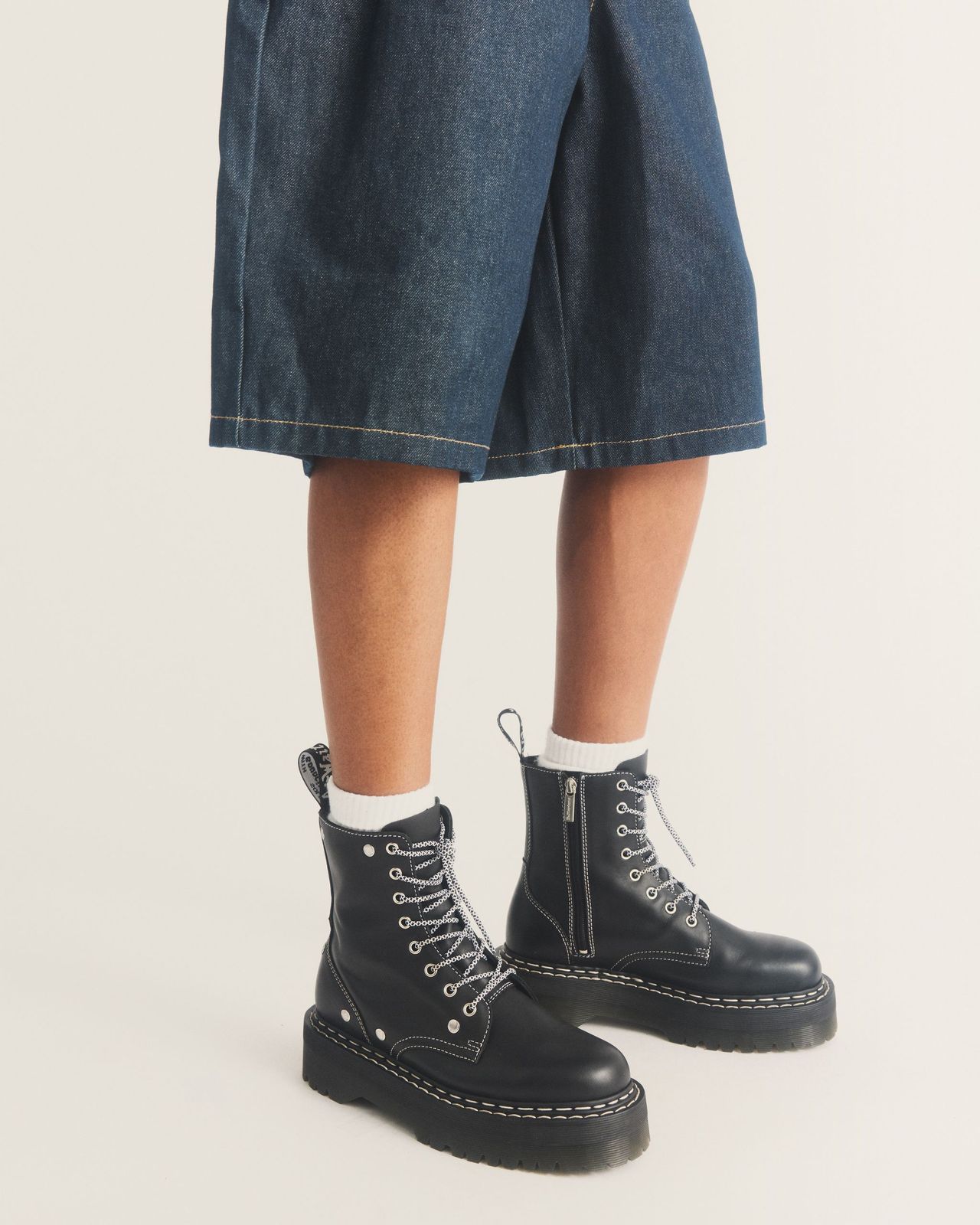 Detail Focus: Black Jadon Boots with Zip and White Socks Detail Focus: Black Jadon Boots with Zip and White Socks — Jadon Boots Outfits