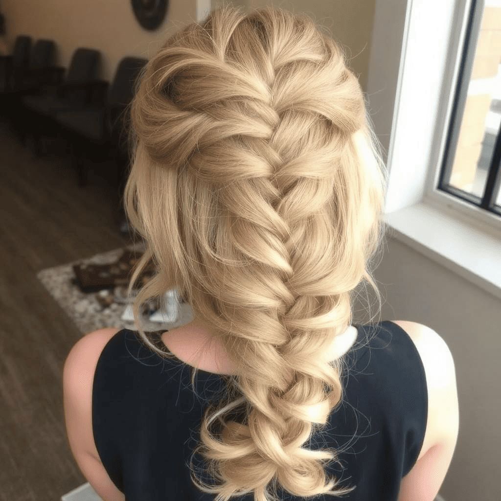 Blonde Braid Into Voluminous Curls Blonde Braid Into Voluminous Curls — Homecoming Hairstyles