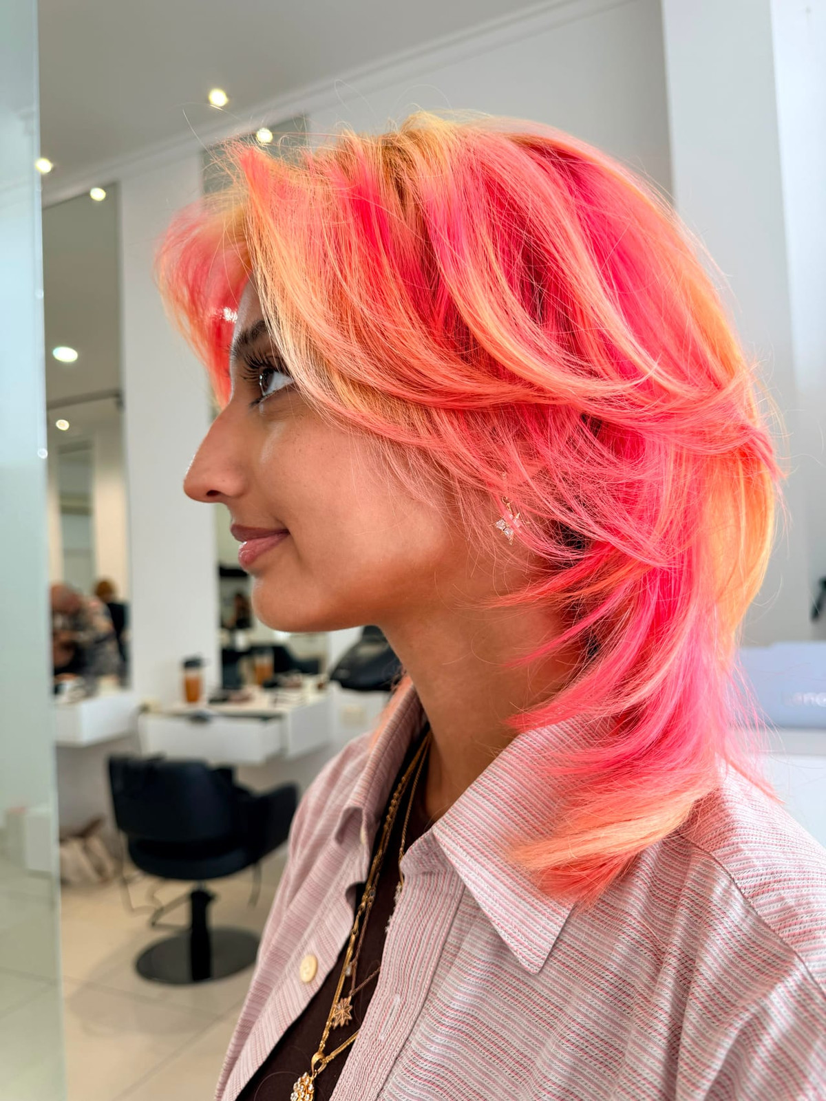 Layered Shag with Coral Blonde Highlights — Coral Hair