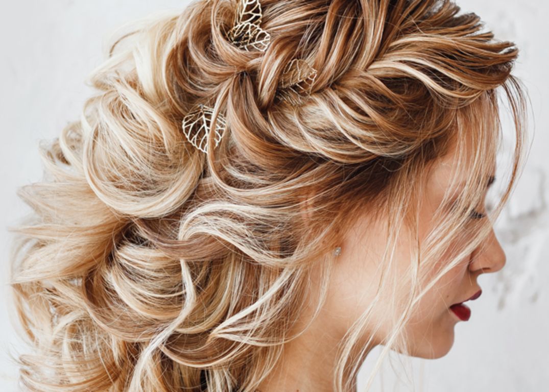 Honey Blonde Curls With Braids — Prom Hair Down