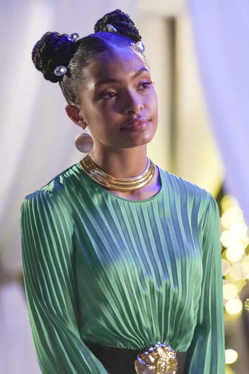 Shoulder Length Decorated Curly Black Space Buns Shoulder Length Decorated Curly Black Space Buns