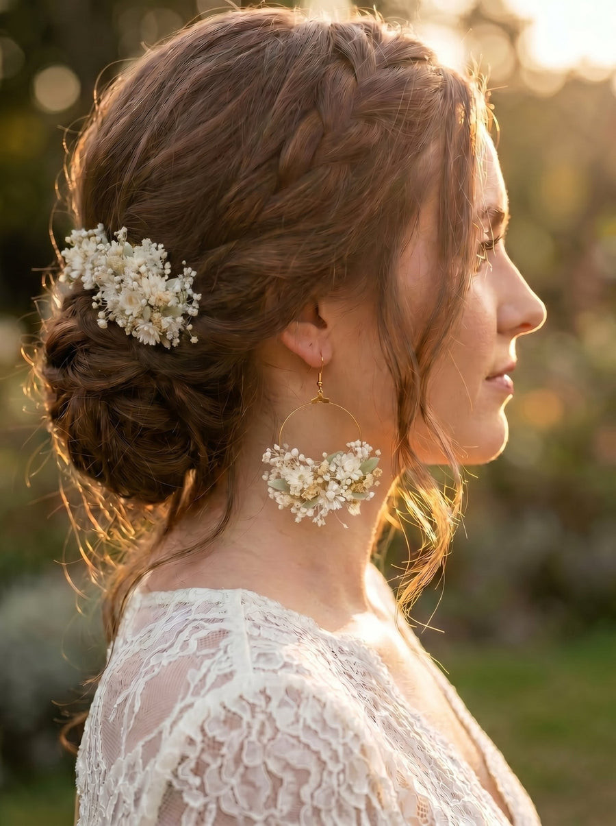 Dark Brown Updo With Floral Comb — Bridal Hair Accessories