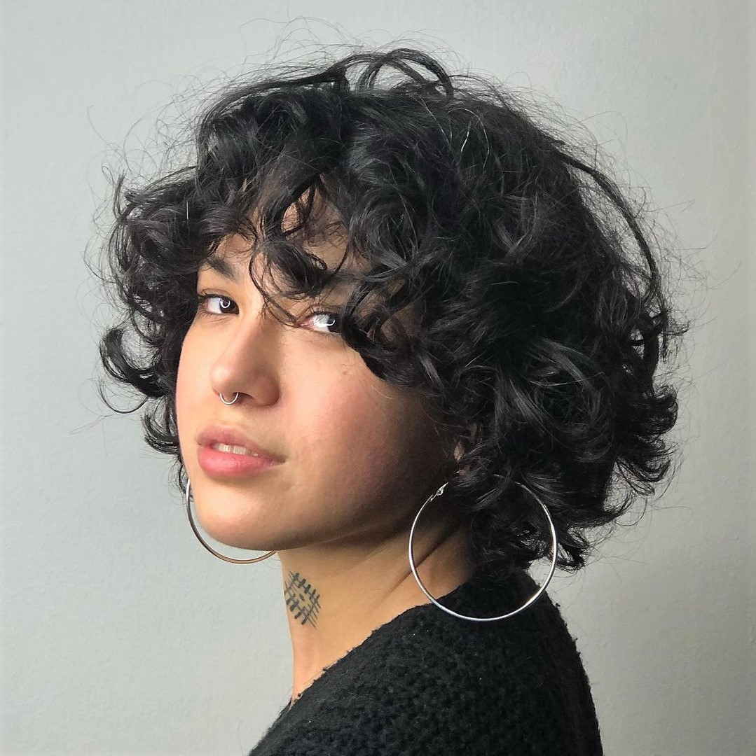 Air-Dried Curls on a Dark Brown Bob Air-Dried Curls on a Dark Brown Bob — Messy Hairstyles