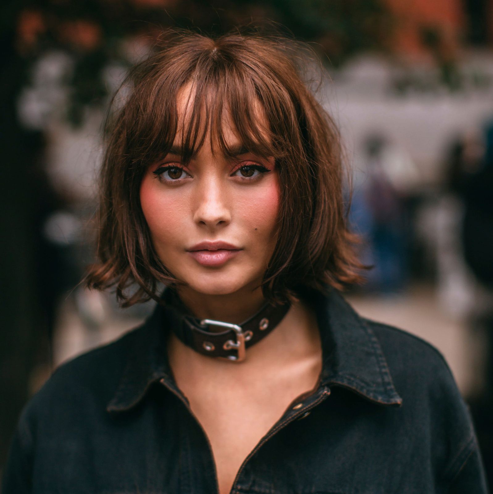 Air-Dried Chin Bob With Full Bangs Air-Dried Chin Bob With Full Bangs — Short Bob