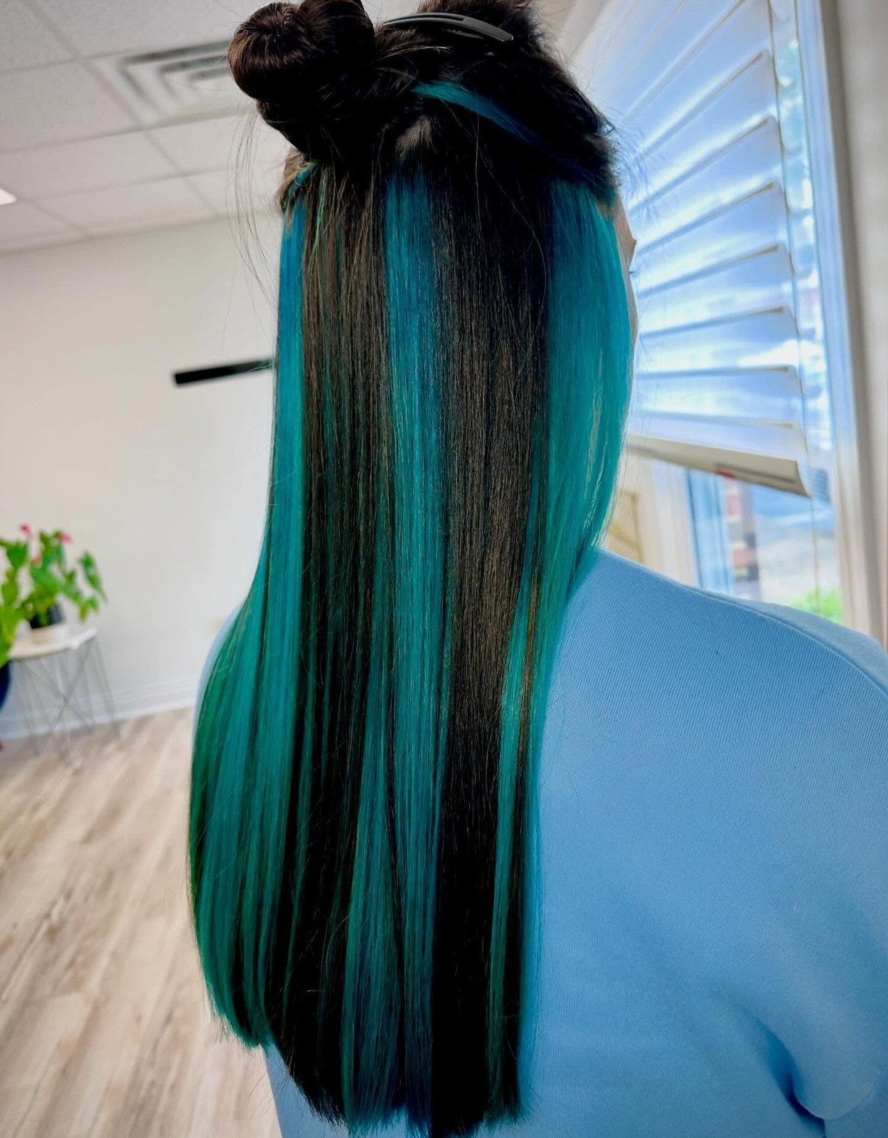 Black Hair With Turquoise Highlights — Turquoise Hair