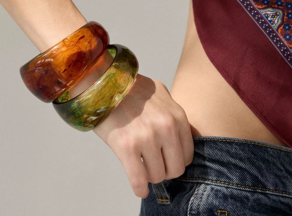 Translucent Amber and Green Resin Bangles — Bangle Stacks