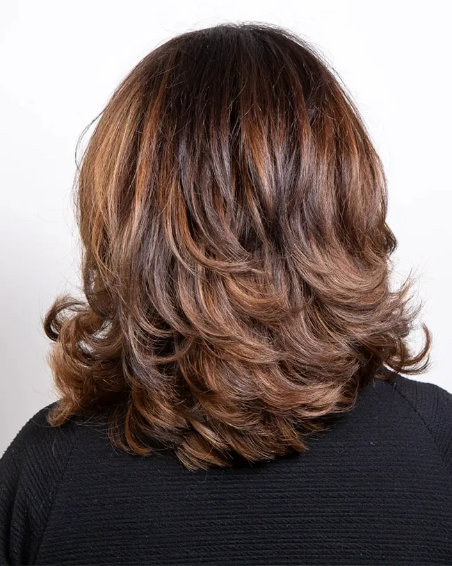 Layered Dark Brown Bob With Curled Ends Layered Dark Brown Bob With Curled Ends — 2B Hairstyles
