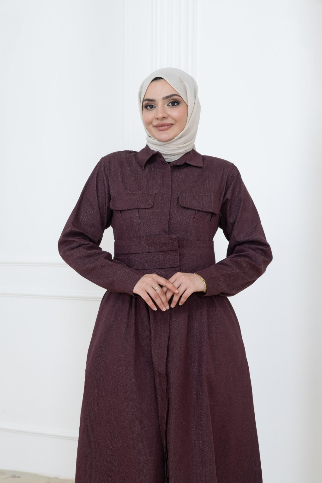 Dark Plum Belted Utilitarian Dress Dark Plum Belted Utilitarian Dress — Utilitarian Outfits