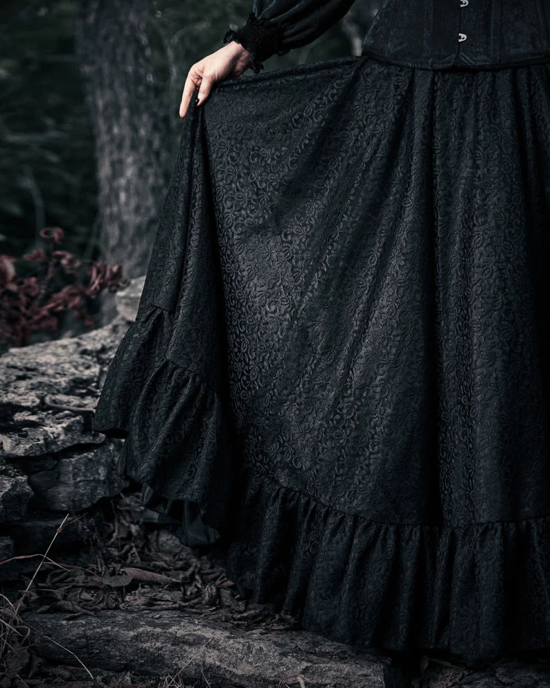 Victorian-Inspired Black Lace Gown with Corset Victorian-Inspired Black Lace Gown with Corset — Vampire Aesthetic Outfits