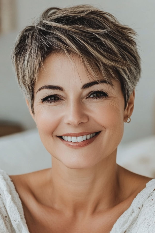 Voluminous Wavy Blonde & Grey Pixie Voluminous Wavy Blonde & Grey Pixie — Pixie Cut for Women Over 50