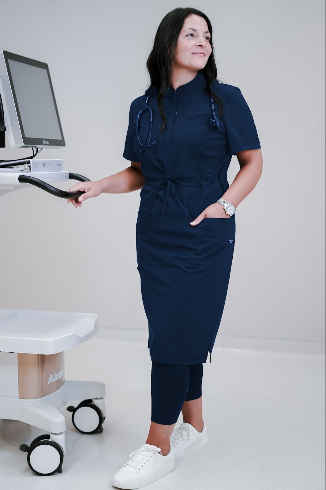 Navy Scrub Dress with Stethoscope and Watch Navy Scrub Dress with Stethoscope and Watch — Nurse Outfits