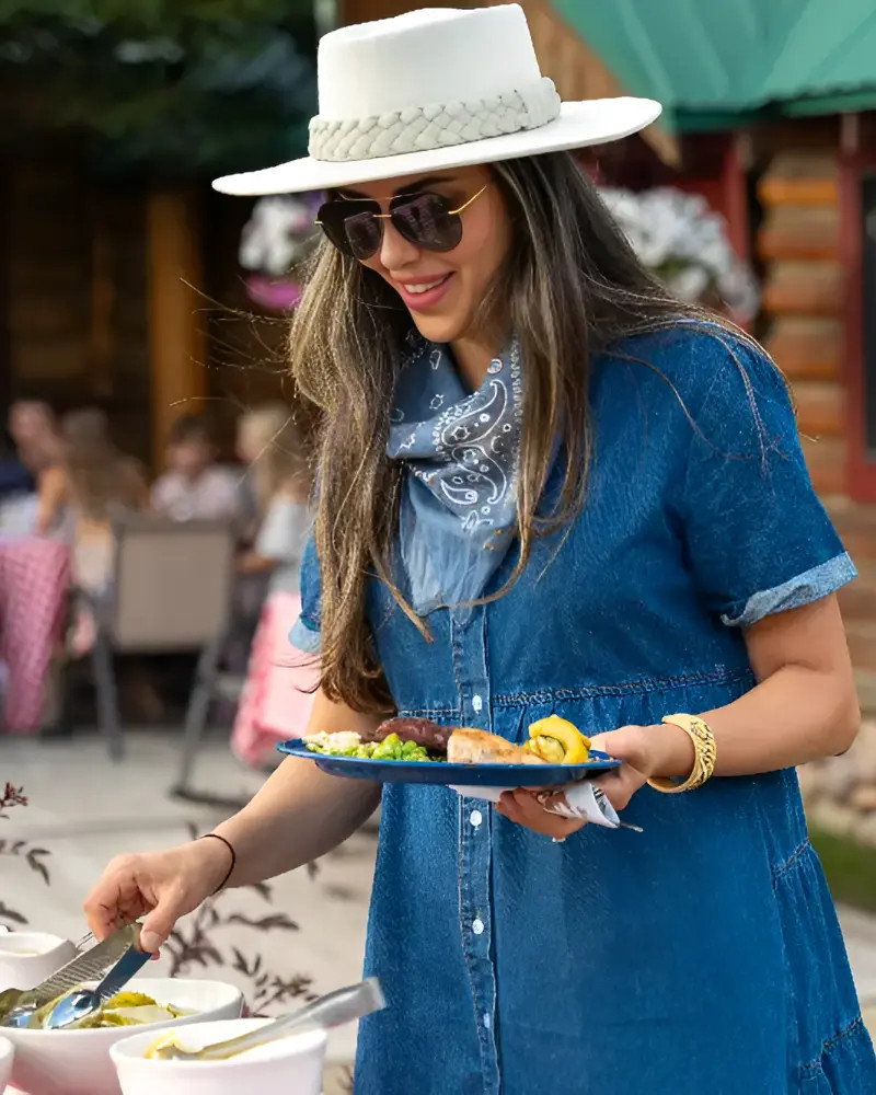 Tiered Denim Dress with Bandana for Casual Ranch Charm — Dude Ranch Outfits