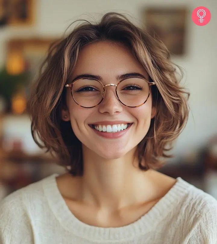 Tousled Waves On A Medium Brown Bob — Hairstyles with Glasses
