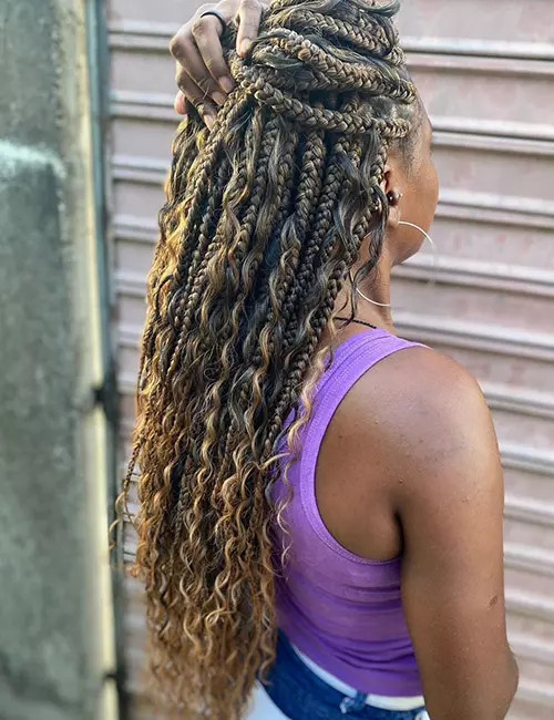 Box Braids With Blonde Highlights And Curly Ends Box Braids With Blonde Highlights And Curly Ends — Braids Over 50