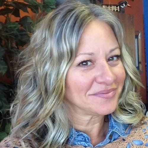 Blended Gray and Blonde Shoulder Cut — Transitioning to Gray Hair