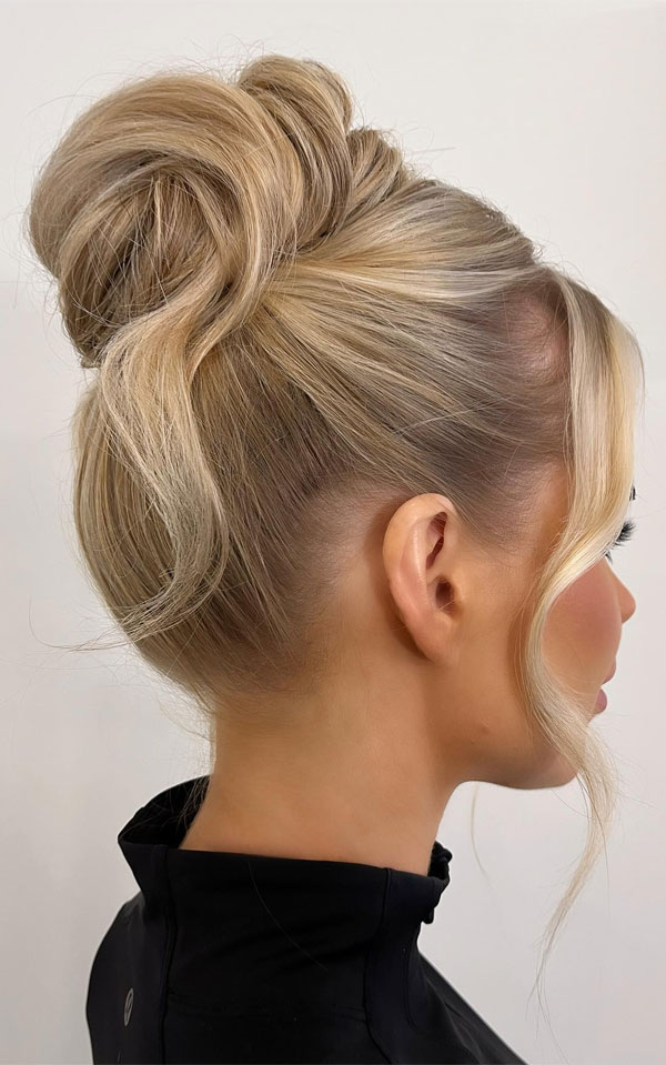 Ash Blonde With Highlights Visual Idea — High Bun