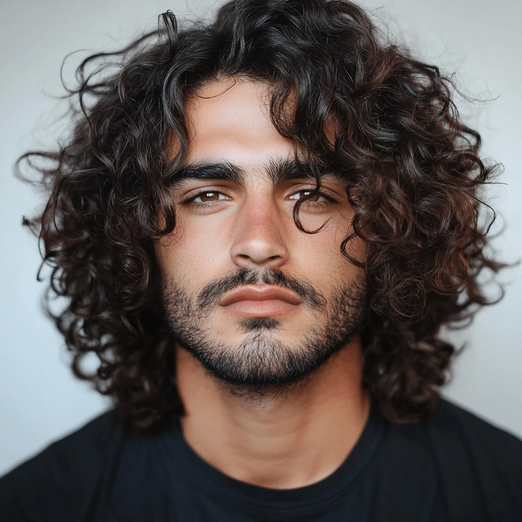 Mid-Back Visual Idea — Curly Hairstyles for Men