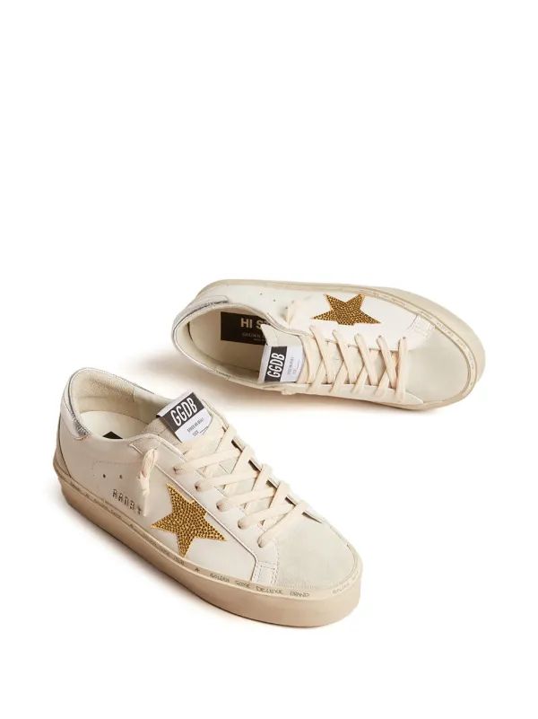 Cream Leather Sneakers with Multiple Gold Stars — Golden Goose Outfits