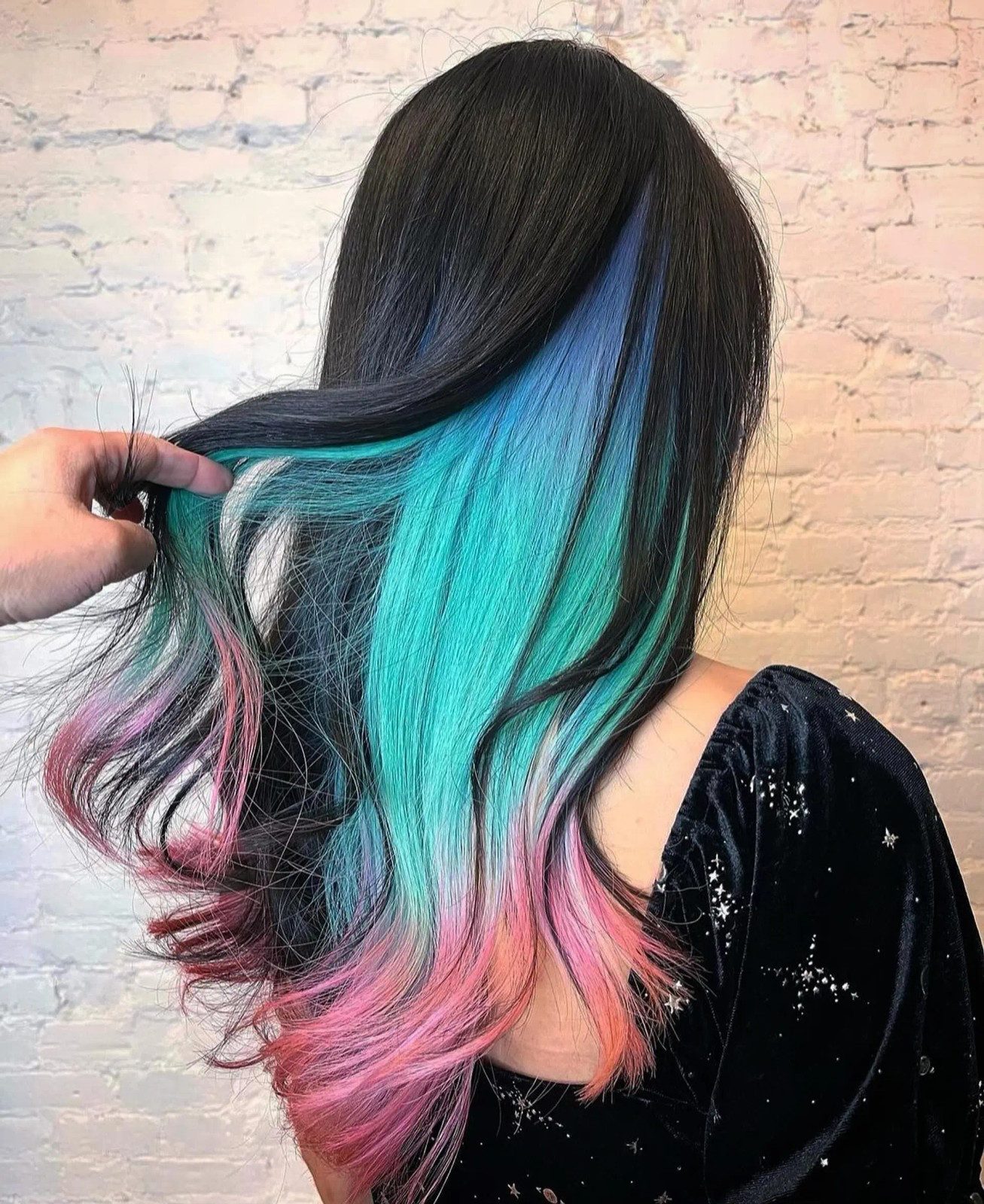 Black Base With Peekaboo Pastels Black Base With Peekaboo Pastels — Cotton Candy Hair