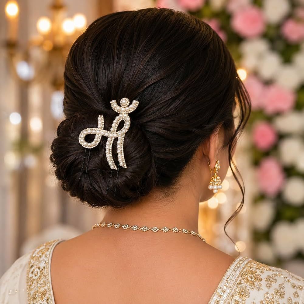Low Bun with Ornate Hair Pin — Baby Shower Hairstyles