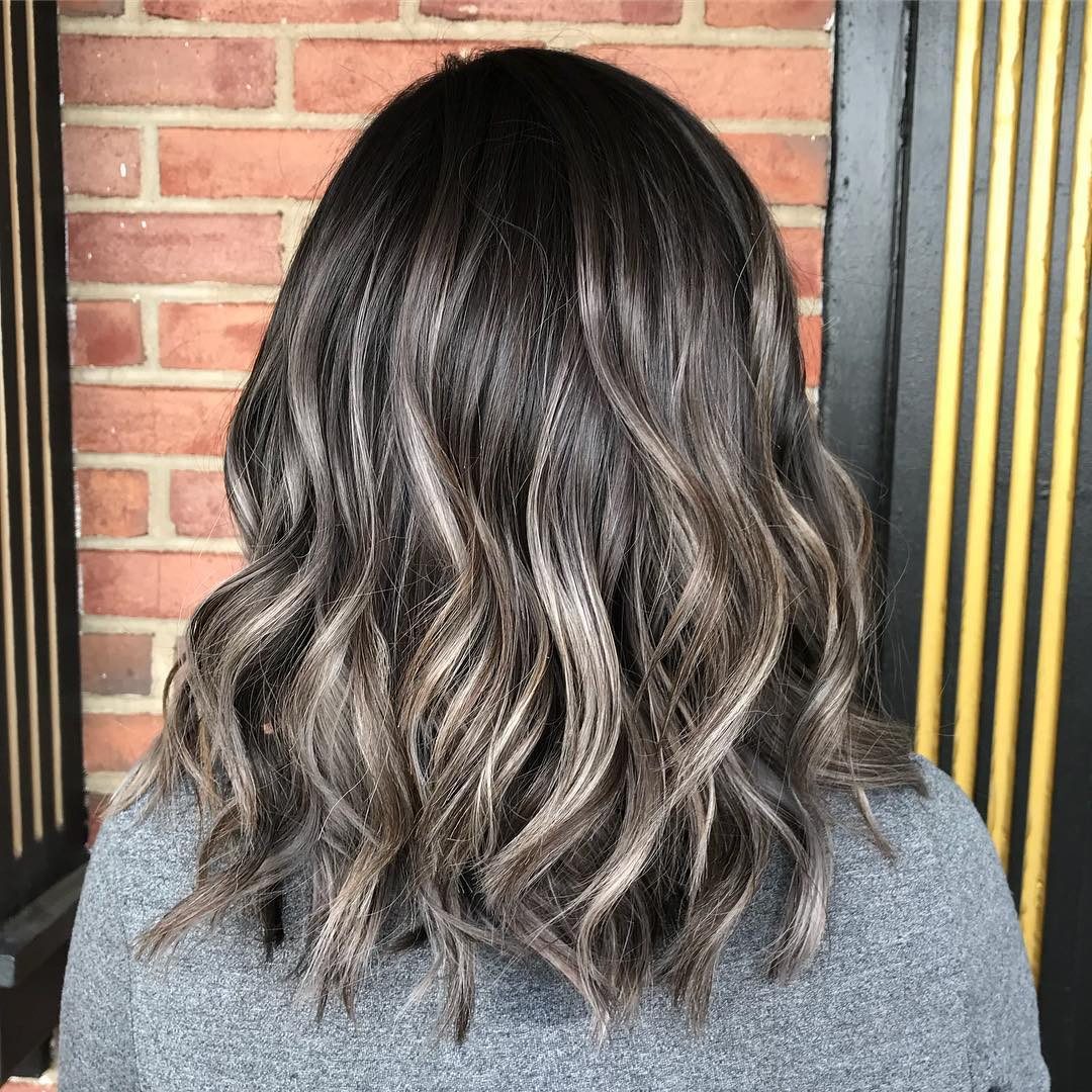 Collarbone Waves Ash Blonde Highlights Collarbone Waves Ash Blonde Highlights — Black Highlights
