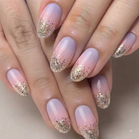 Glossy With Dense Glitter Visual Idea — Nails for Little Girls
