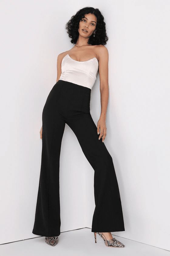 Corset Top and Flared Trousers for Evening Elegance — Outfits for Long Torso