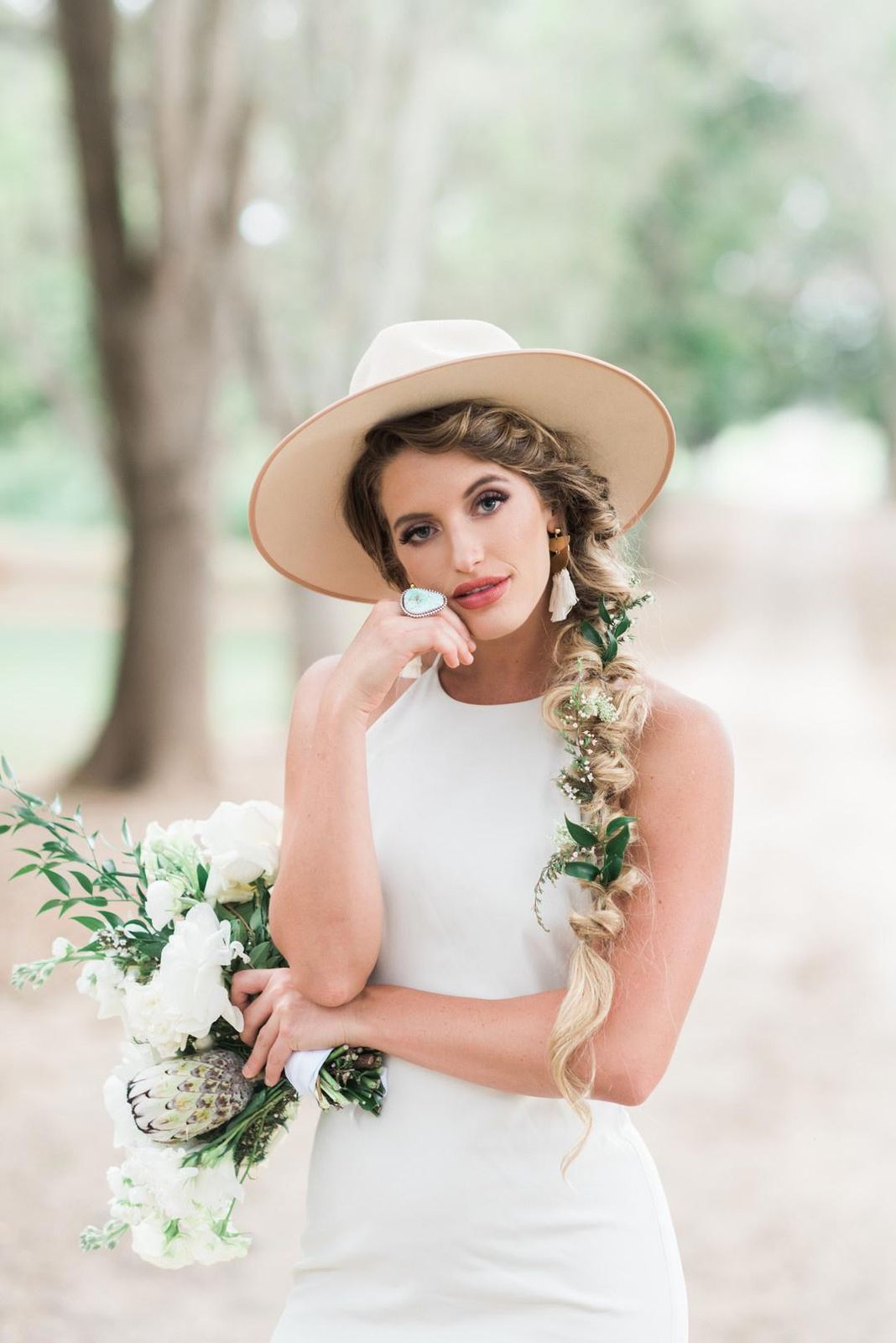Boho Side Braid With Floral Accents — Boho Braided Wedding Hair