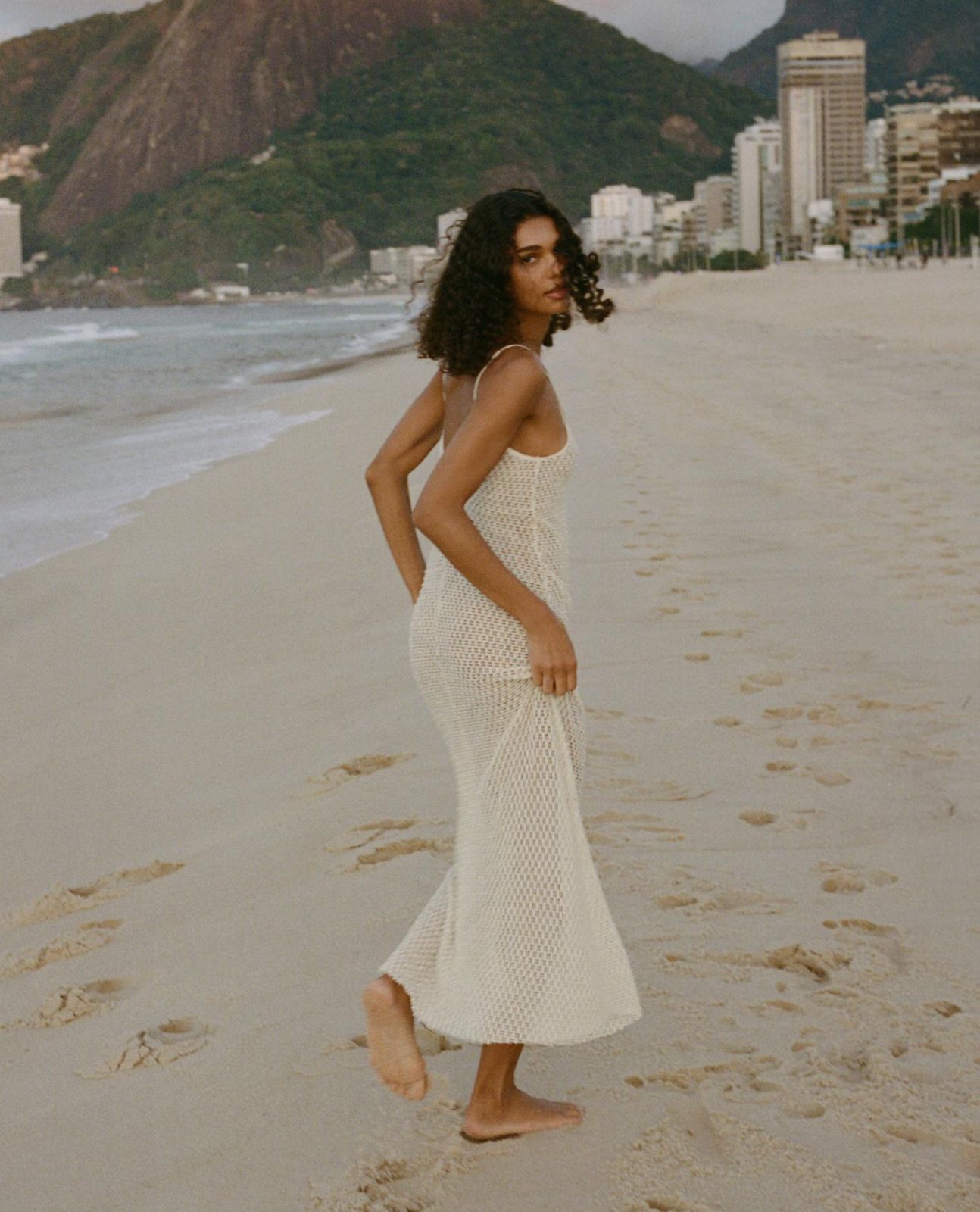 Cream Crochet Maxi Dress with Textured Knit Cream Crochet Maxi Dress with Textured Knit — Beach Dresses