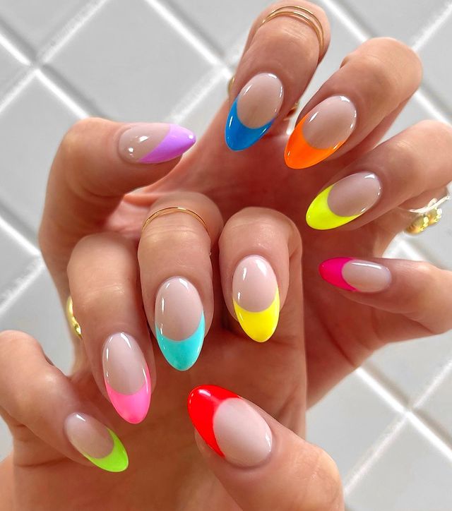 Colorful French Tips On All Nails Visual Idea Colorful French Tips On All Nails Visual Idea — Colorful Nails