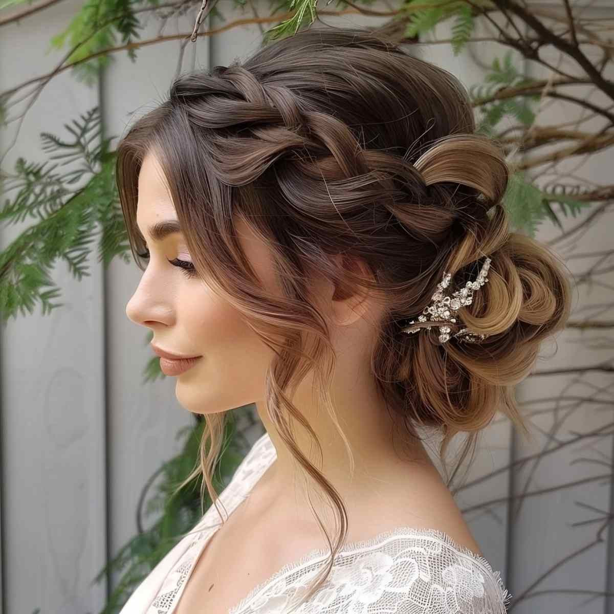 Braided Crown with Textured Bun — Prom Updos