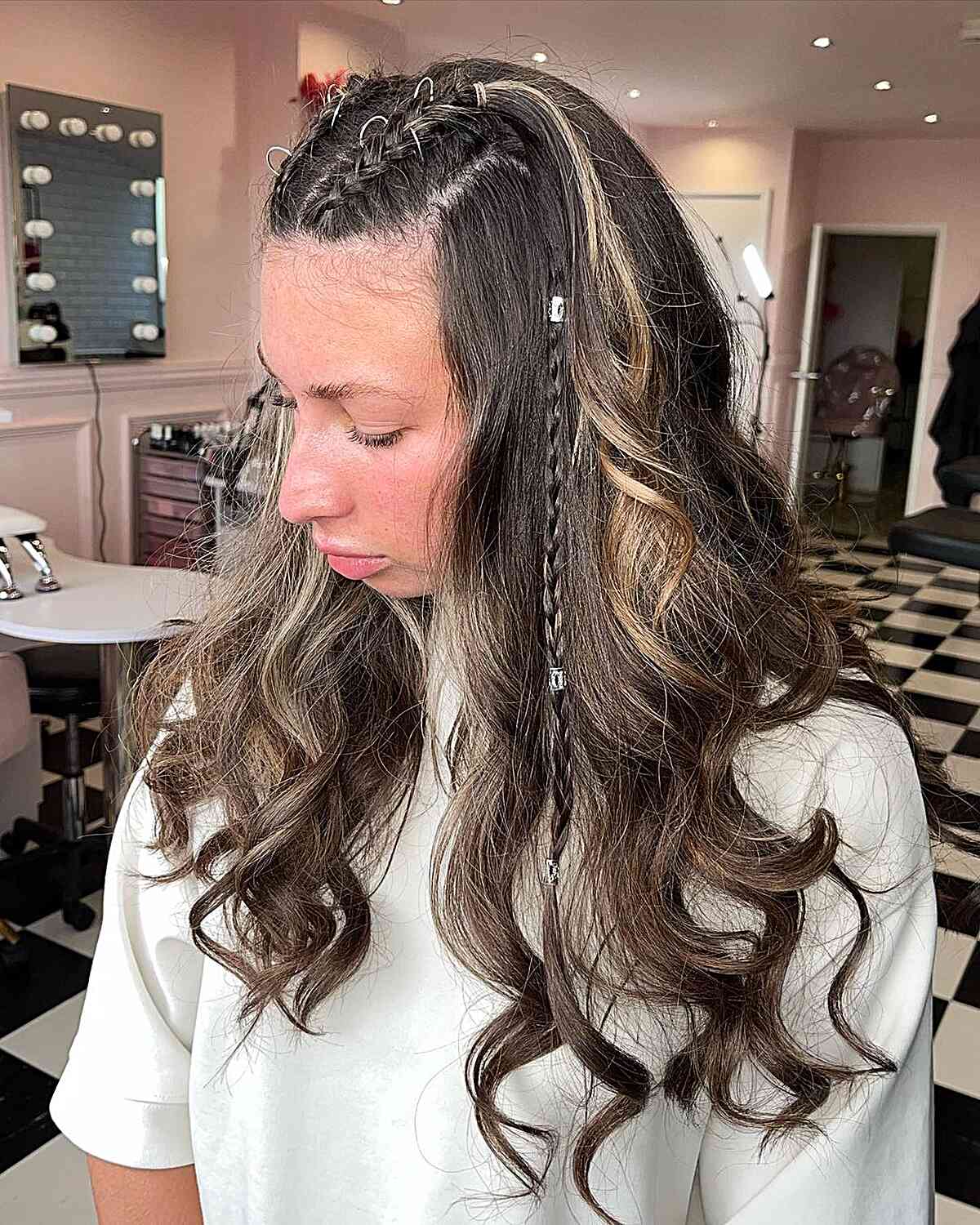 Braids and Waves with Metallic Accessories — Festival Hairstyles