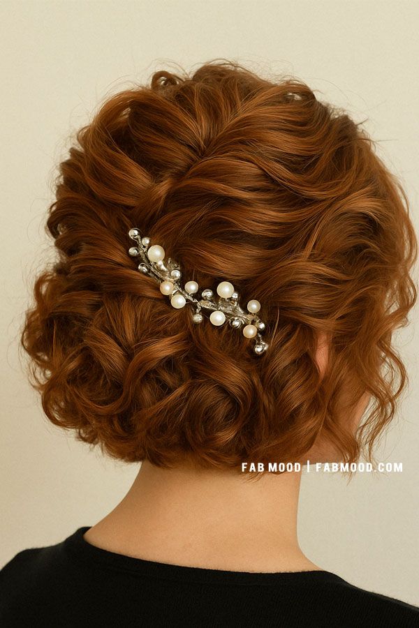 Copper Bob Intricate Curled Updo Copper Bob Intricate Curled Updo — Prom Hairstyles for Short Hair