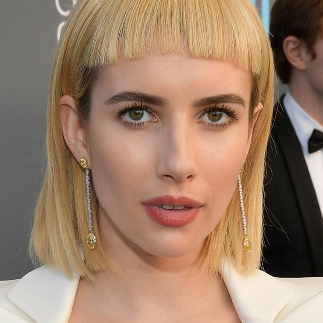 White Blazer with Diamond Earrings and Sharp Baby Bangs White Blazer with Diamond Earrings and Sharp Baby Bangs