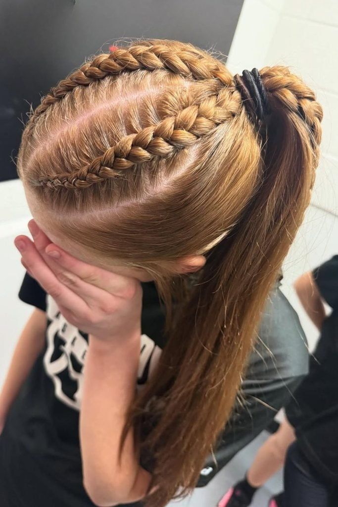 Light Brown Dutch Braids Into Low Ponytail Light Brown Dutch Braids Into Low Ponytail — Softball Hairstyles