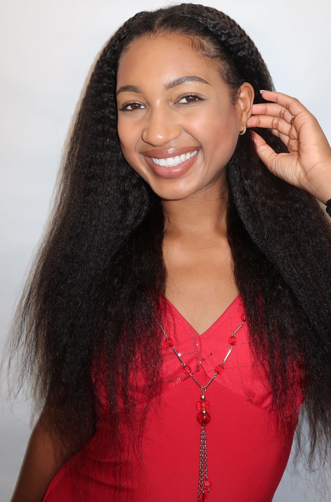 Mid-Back Kinky Straight Blowout — Mid-Back Length Hair With Long Layers Mid-Back Kinky Straight Blowout — Mid-Back Length Hair With Long Layers — Blowout Natural Hair