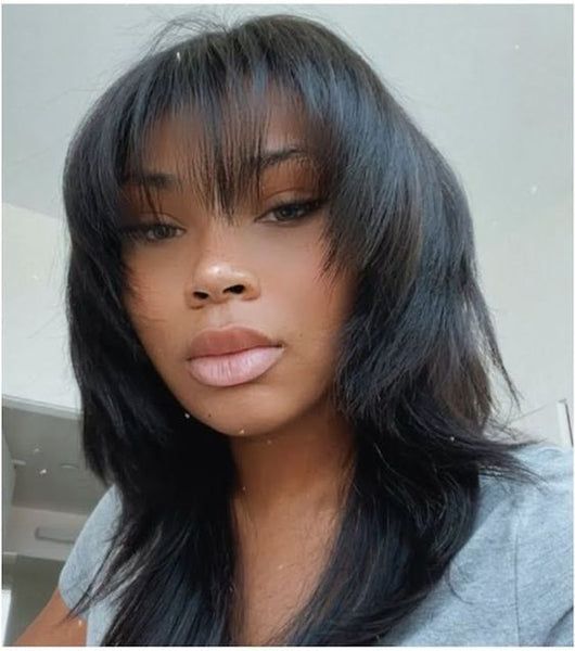 Front View Shoulder Shag With Wispy Bangs — Hairstyles for Big Forehead