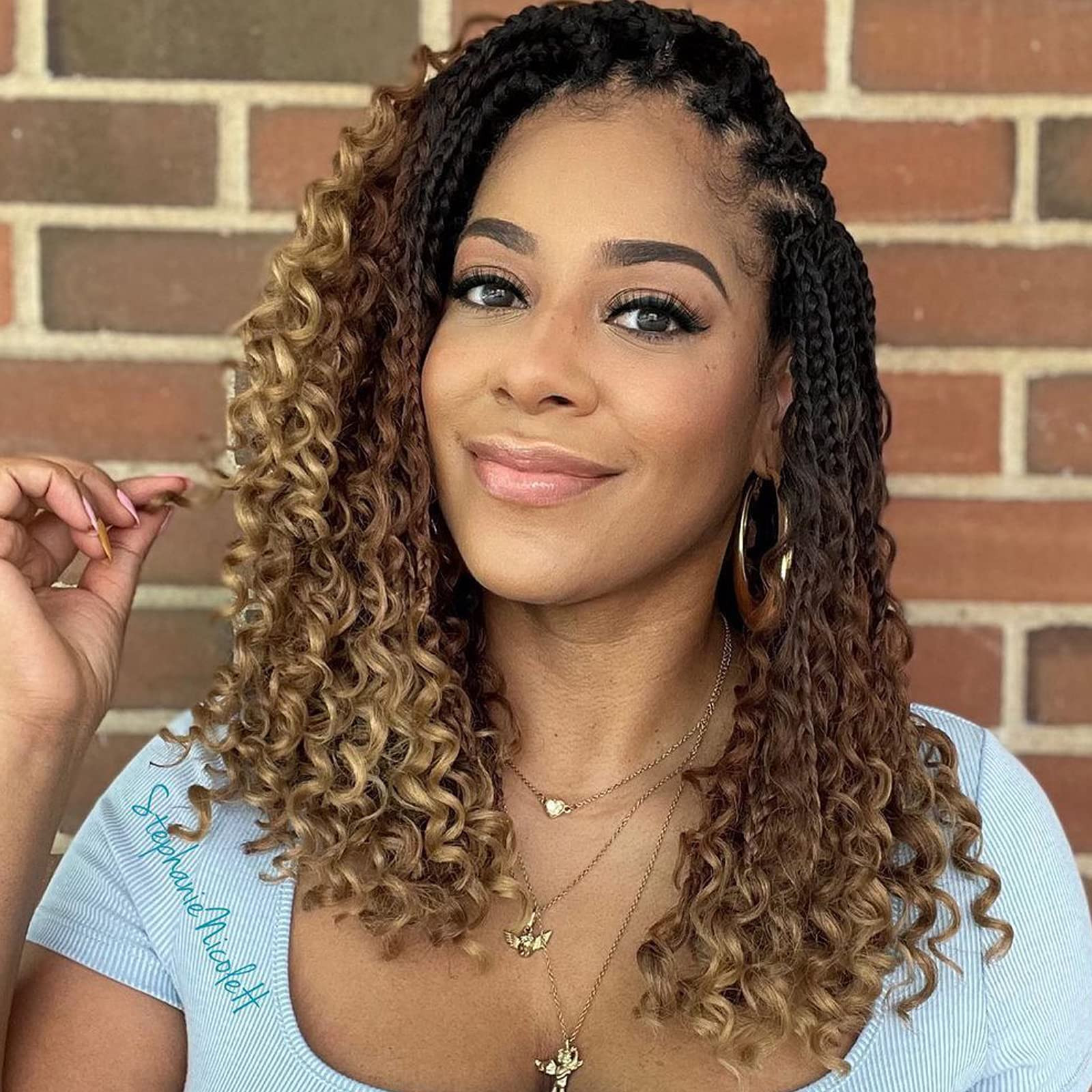 FIRSTCYH HAIR 8 Packs Crochet Box Braids- 14 Inch Goddess Box Braids Crochet Hair Bohomian Crochet Braids Hair Synthetic Braiding Hair Extensions Crochet Hair