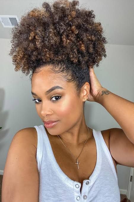 High Puff With Blonde Highlights