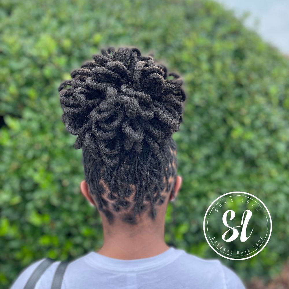 Dark Brown Textured High Bun — Loc Bun
