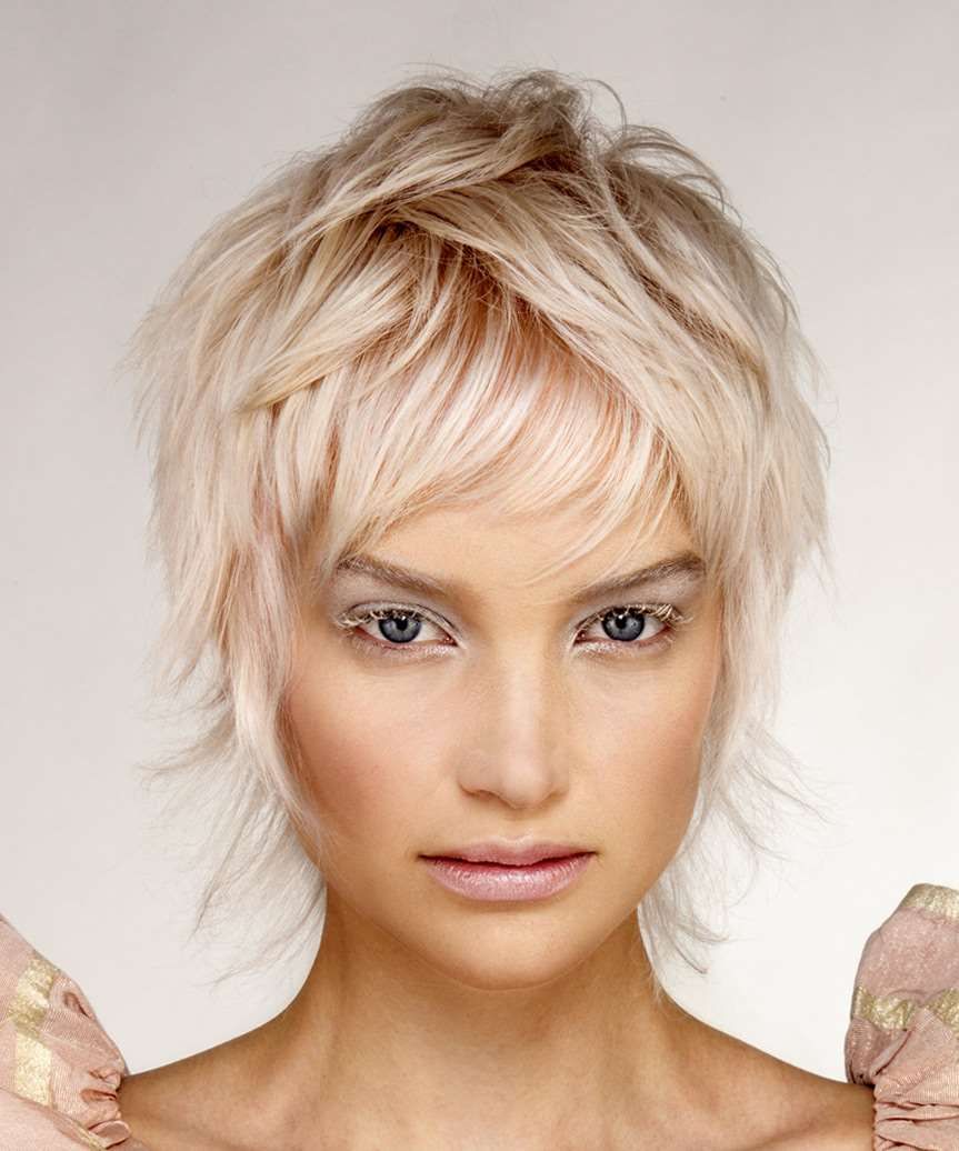 Platinum Blonde Shag With Piecey Texture — Short Shag