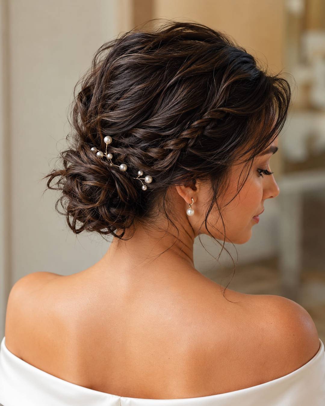 Interwoven Braided Dark Brown Updo — Wedding Updos