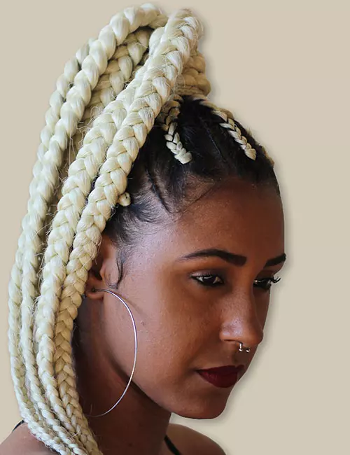 Platinum Blonde Mid-Back Straight Braids — Jumbo Braids