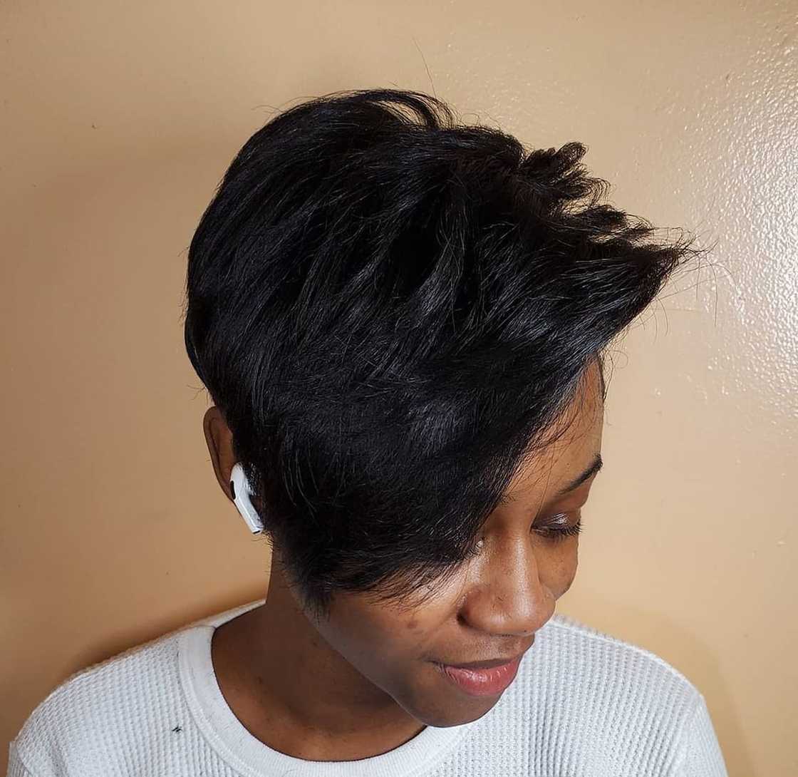 Ear Thick Black Pixie With Volume Ear Thick Black Pixie With Volume — Pixie Cut for Black Women