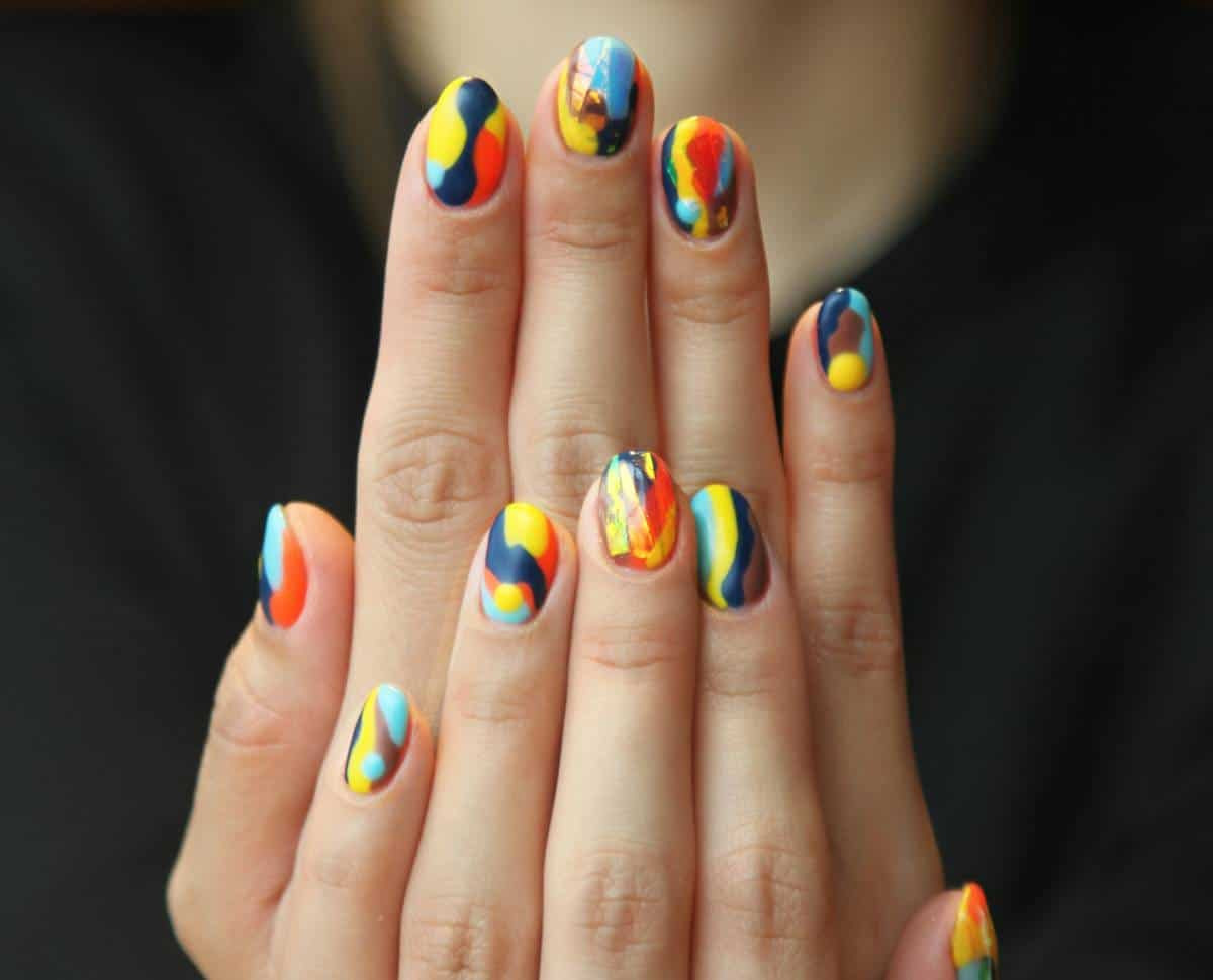 Matte Abstract Art Oval Nails Matte Abstract Art Oval Nails — Photoshoot Nails