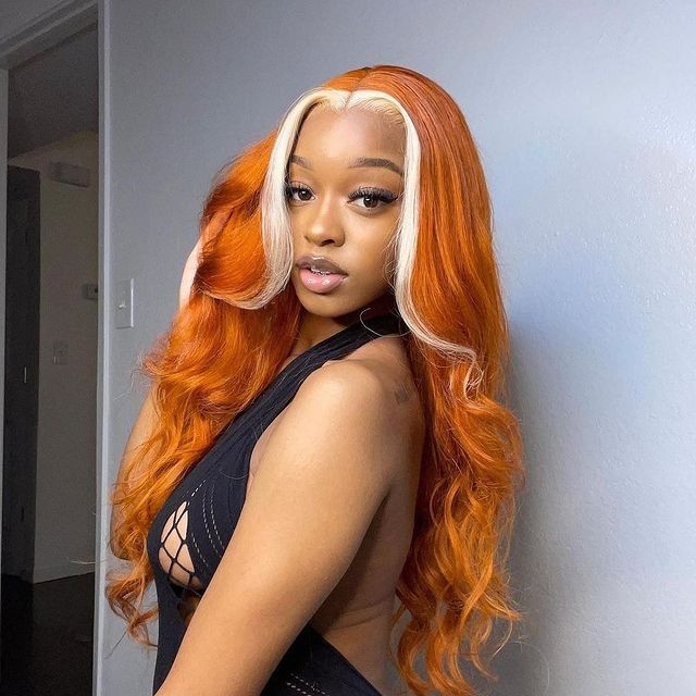Mid-Back Ginger Hair With Blonde Highlights — Ginger Hair on Black Women