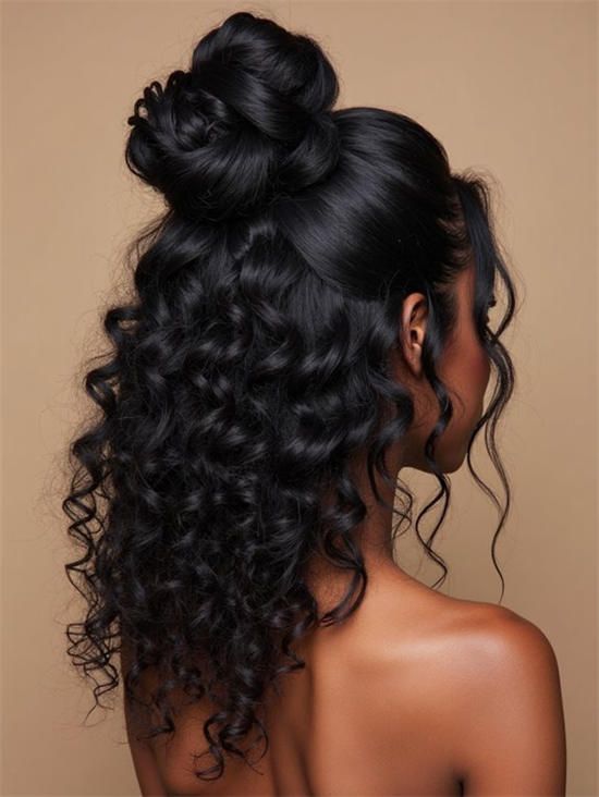 Half Updo With Cascading Curls Half Updo With Cascading Curls — Wedding Hairstyles for Curly Hair
